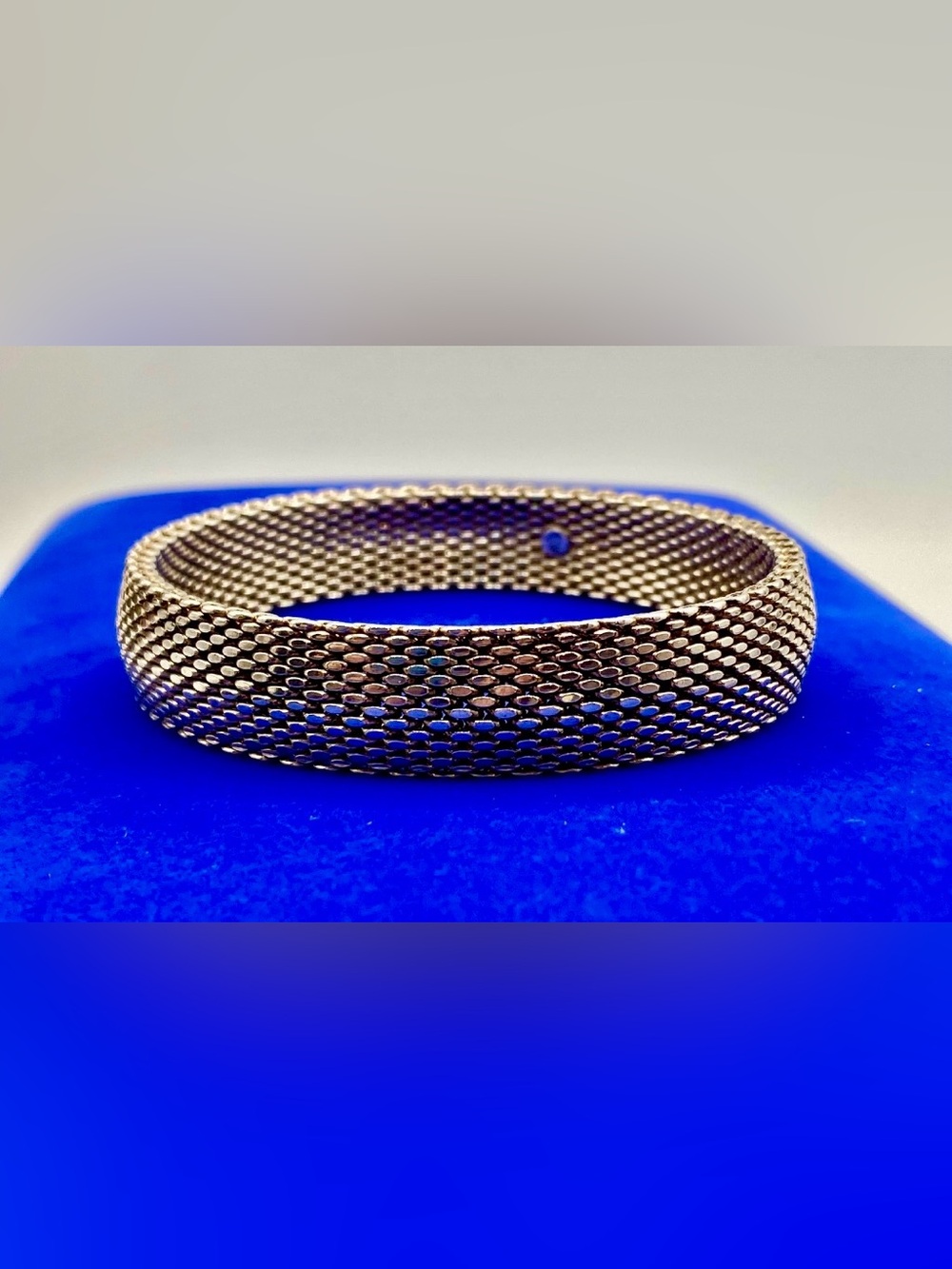 GC Sterling Silver Large Mesh Link Bangle Bracelet